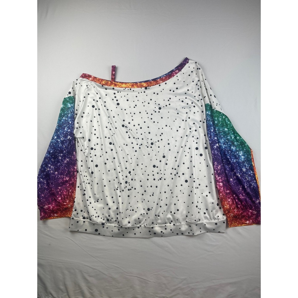 Womens Plus SZ 5X Off Shoulder Pour Me Something Mister Mardi Gras blouse 00805 - Picture 3 of 6